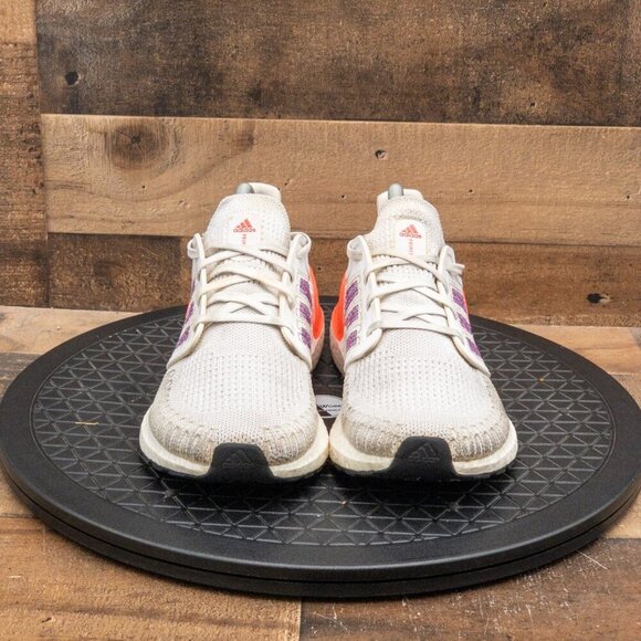 ADIDAS ULTRABOOOST 20 PRIMEKNIT WOMENS ATHLETIC SHOES WHITE PURPLE PINK SIZE 8 - Picture 2 of 9